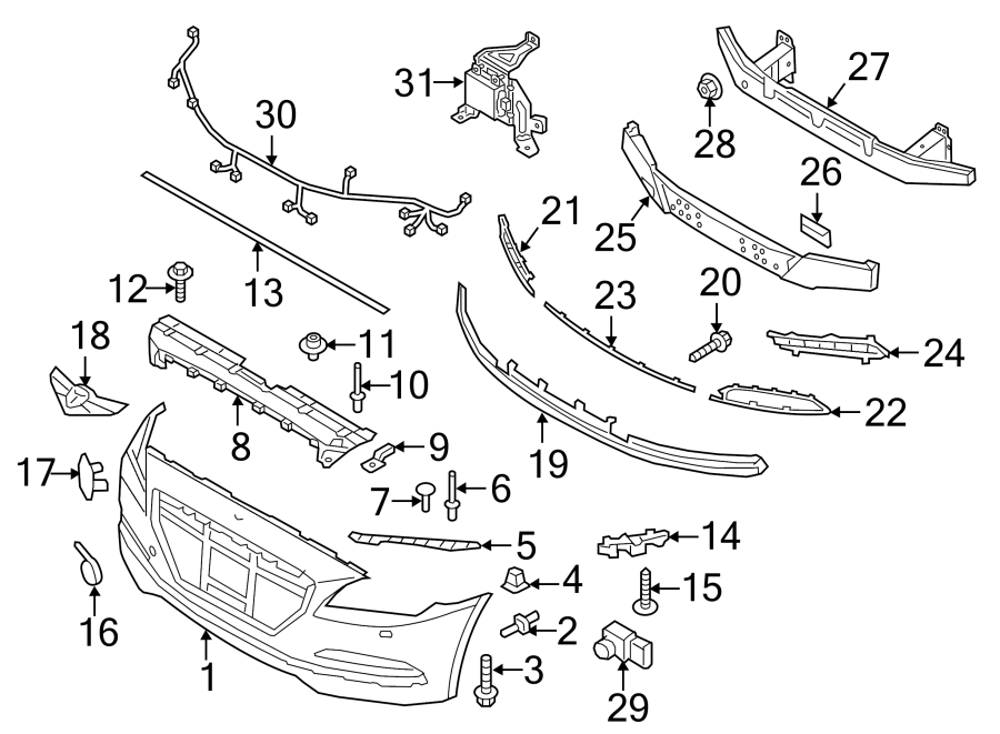 28FRONT BUMPER & GRILLE. BUMPER & COMPONENTS.https://images.simplepart.com/images/parts/motor/fullsize/1076005.png