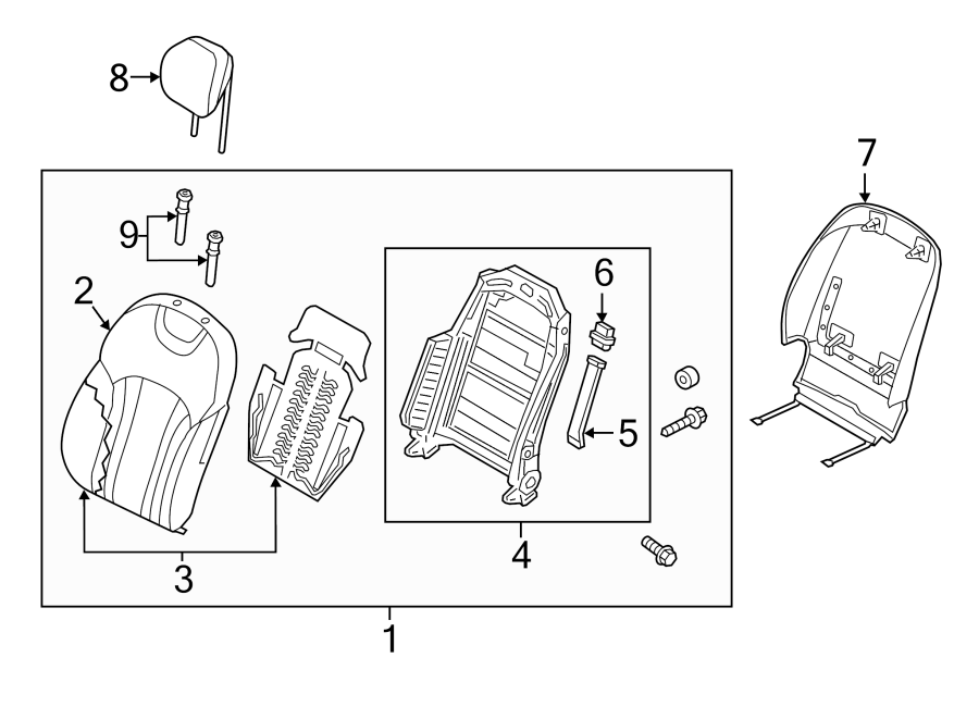 SEATS & TRACKS. DRIVER SEAT COMPONENTS.