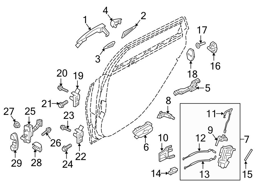 Diagram REAR DOOR. LOCK & HARDWARE. for your 2012 Hyundai Accent   