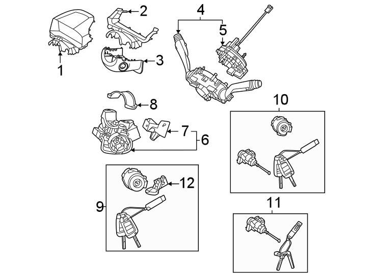 Diagram Steering column. Shroud. Switches & levers. for your 2013 Hyundai Elantra GT   