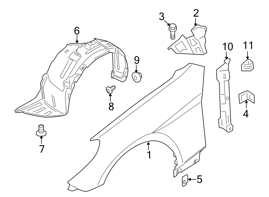 Diagram FENDER & COMPONENTS. for your 2011 Hyundai Elantra   