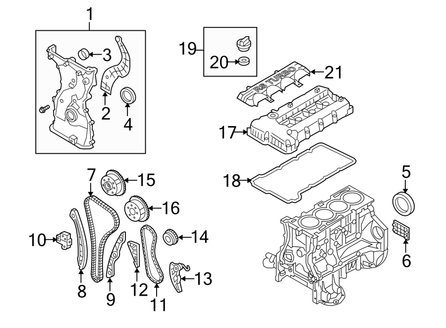 Diagram Valve & timing covers. for your 2021 Hyundai Tucson   