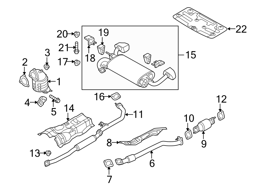 Diagram EXHAUST SYSTEM. EXHAUST COMPONENTS. for your 2016 Hyundai Elantra   