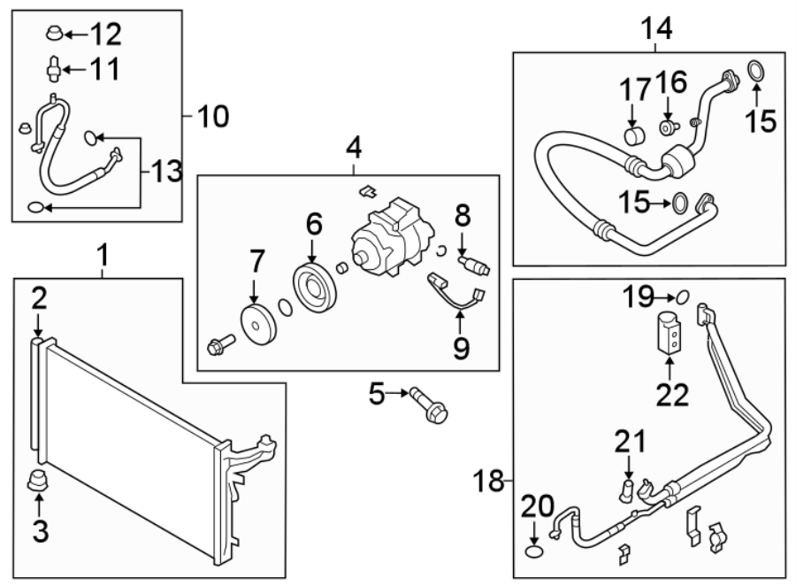 Diagram Air conditioner & heater. Compressor & lines. Condenser. for your Genesis G80  Advanced Sedan