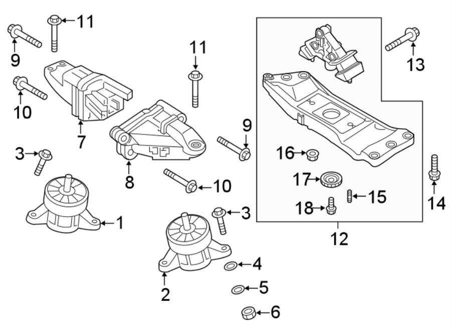 Diagram Engine & TRANS mounting. for your 2017 Genesis G80   