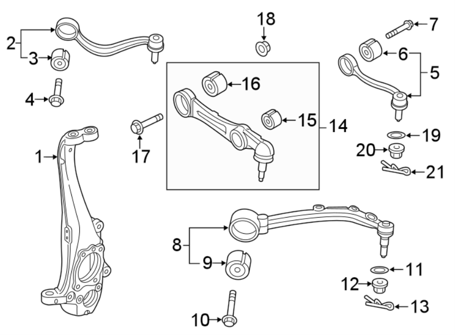 Diagram FRONT SUSPENSION. SUSPENSION COMPONENTS. for your Genesis