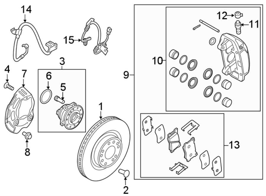 Diagram Front suspension. Brake components. for your Genesis