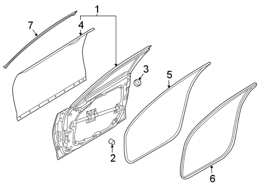 Diagram Front door. Door & components. for your 2024 Genesis Electrified G80   
