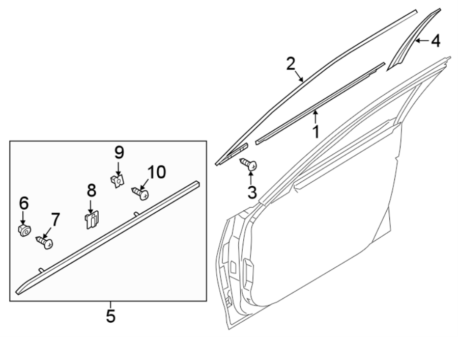Diagram Front door. Exterior trim. for your 2022 Genesis G80   