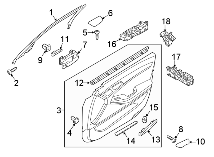 Diagram Front door. Interior trim. for your 2024 Genesis Electrified G80   