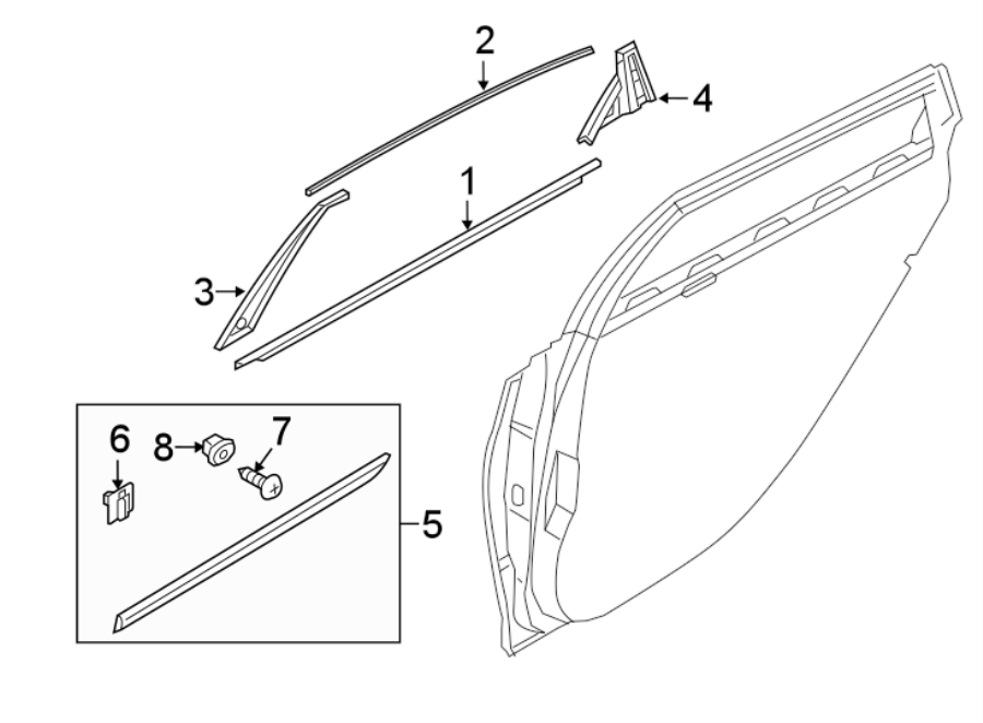 Diagram Rear door. Exterior trim. for your 2024 Genesis G90   