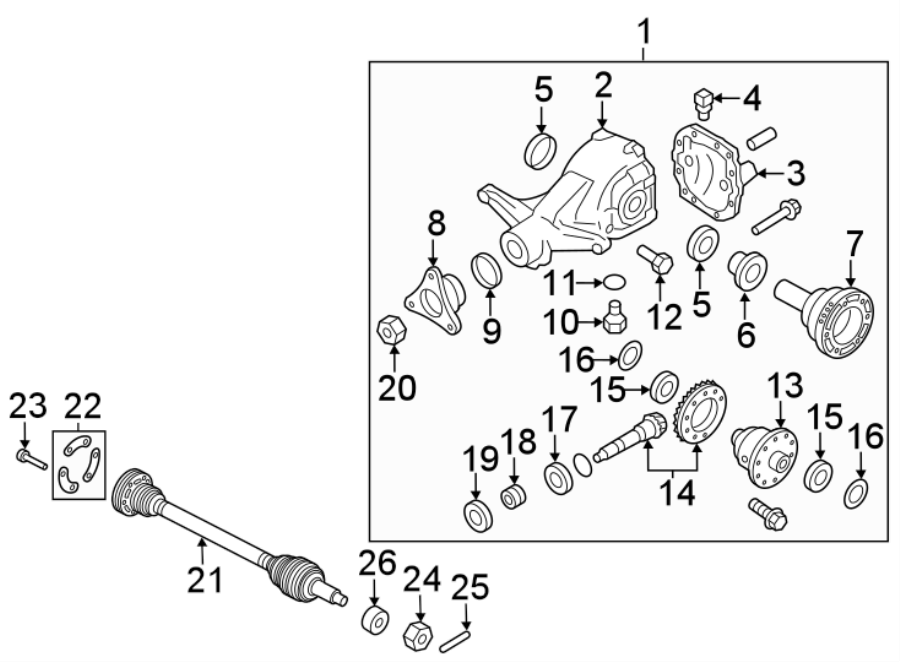 Diagram Rear suspension. Axle & differential. for your Genesis