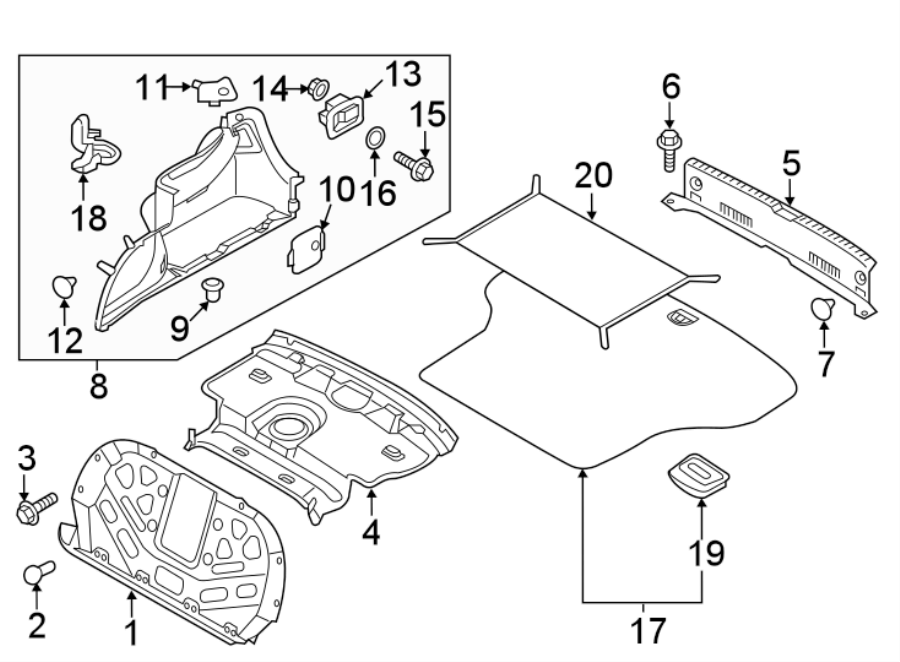 Diagram Rear body & floor. Interior trim. for your 2023 Genesis Electrified G80   