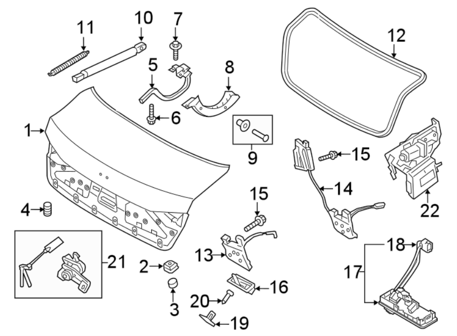 Diagram Trunk lid. Lid & components. for your Genesis