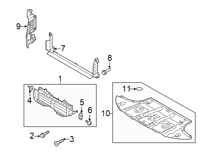 Diagram Radiator support. Splash shields. for your 2018 Genesis G90   