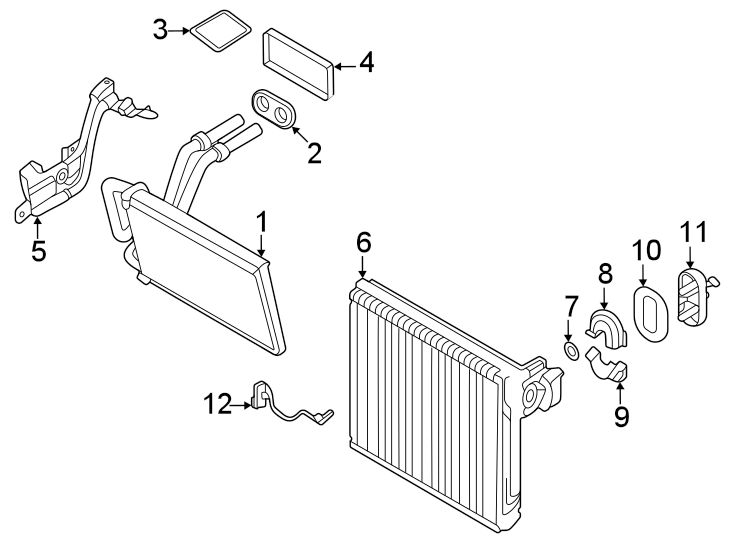 Diagram Air conditioner & heater. Evaporator & heater components. for your 2023 Genesis G80   