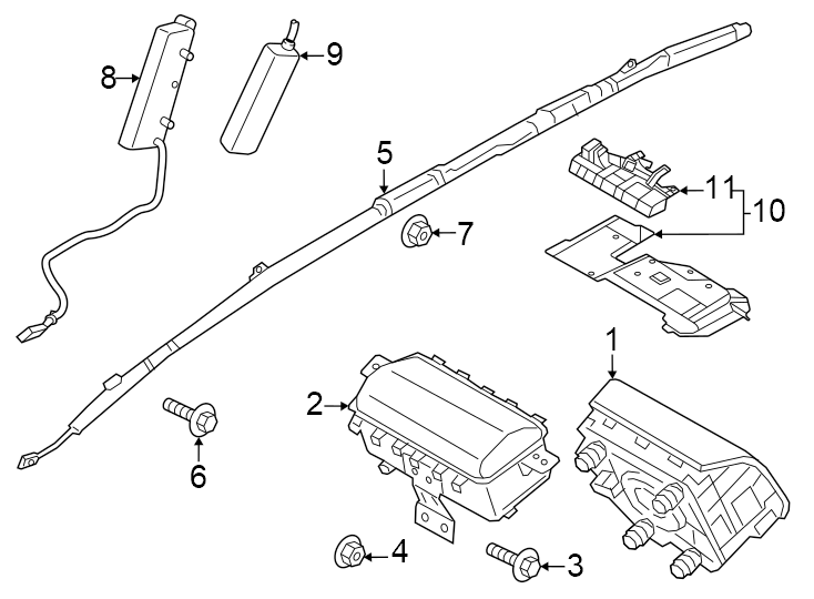 Diagram Restraint systems. Air bag components. for your 2023 Genesis G80  Sport Prestige Sedan 