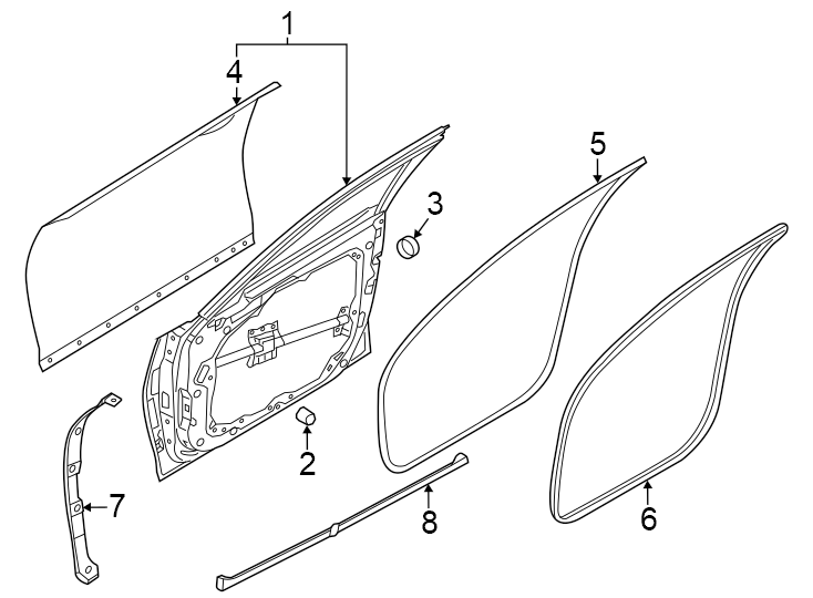 Diagram Front door. Door & components. for your 2024 Genesis Electrified GV70   