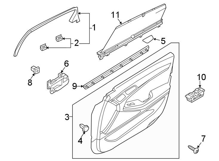 Diagram Rear door. Interior trim. for your 2024 Genesis GV80   