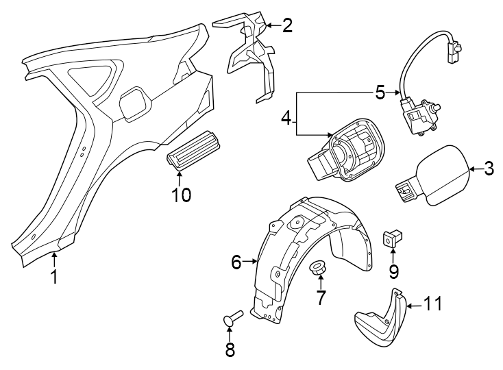 Diagram Quarter panel. for your 2023 Genesis GV80 2.5L A/T Base Sport Utility 