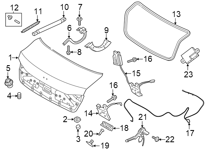 Diagram Trunk lid. Lid & components. for your Genesis