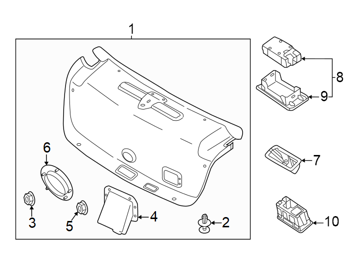 Diagram Trunk lid. Interior trim. for your 2024 Genesis GV60   