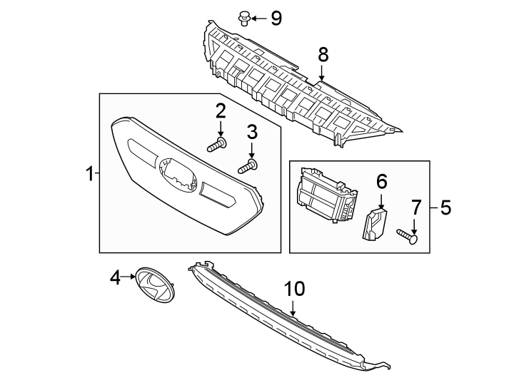 2Front bumper & grille. Grille & components.https://images.simplepart.com/images/parts/motor/fullsize/1085014.png