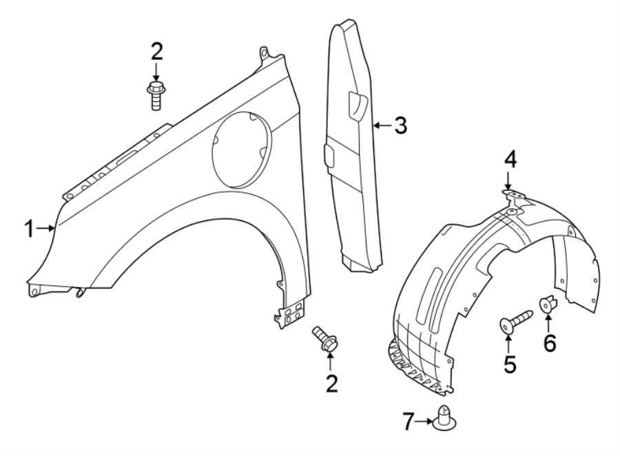 Diagram FENDER & COMPONENTS. for your 2019 Hyundai Tucson   