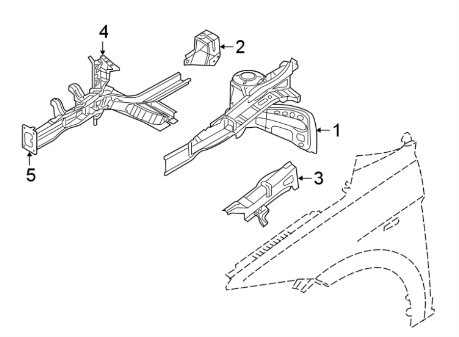 Diagram FENDER. STRUCTURAL COMPONENTS & RAILS. for your 2023 Hyundai Ioniq 6   