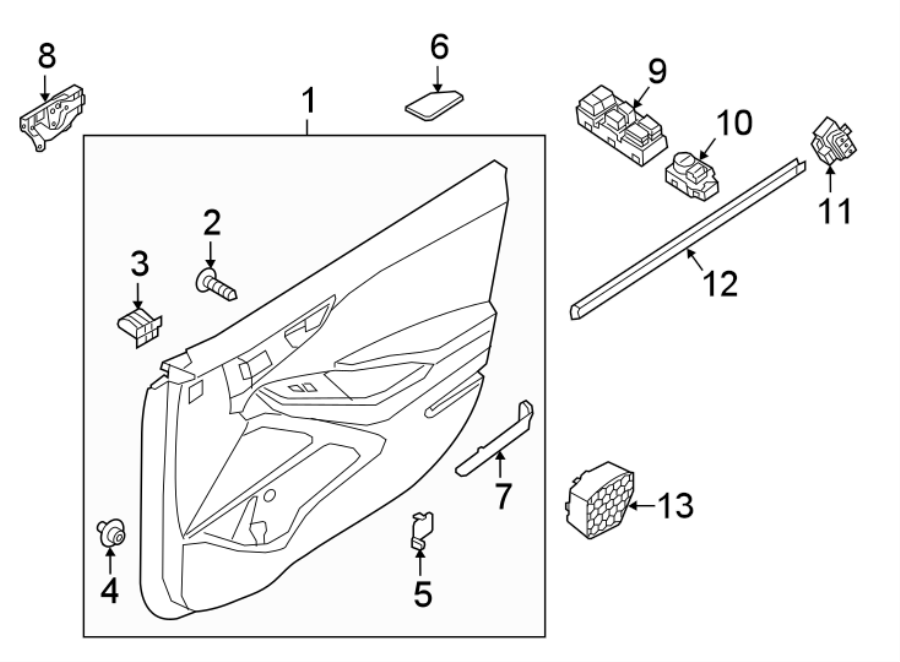 Diagram FRONT DOOR. INTERIOR TRIM. for your 2005 Hyundai Elantra   