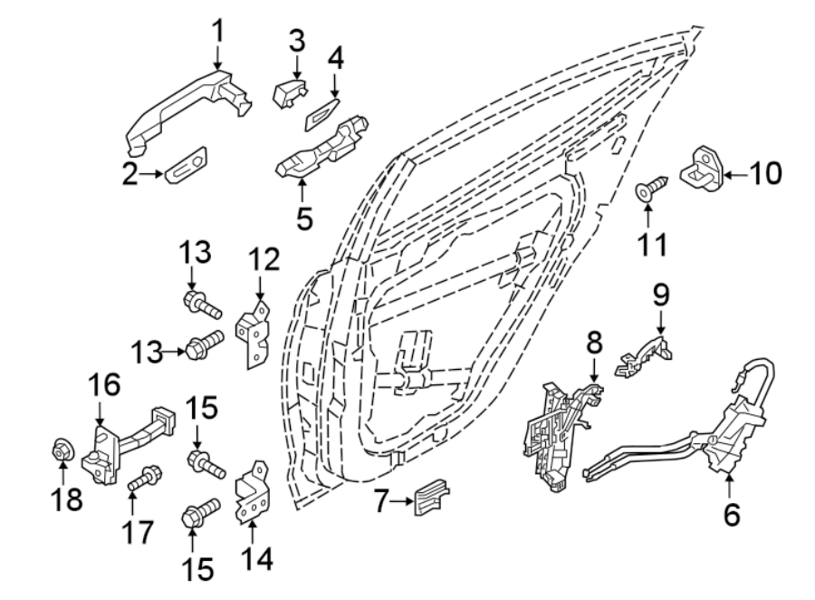 Diagram REAR DOOR. LOCK & HARDWARE. for your 1993 Hyundai Elantra   