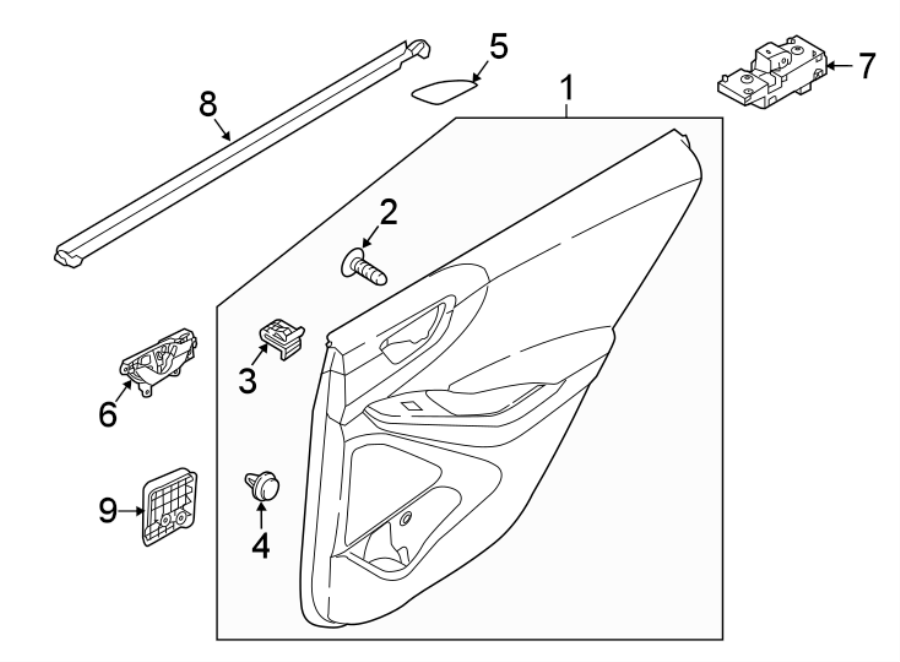 Diagram REAR DOOR. INTERIOR TRIM. for your 2005 Hyundai Elantra   