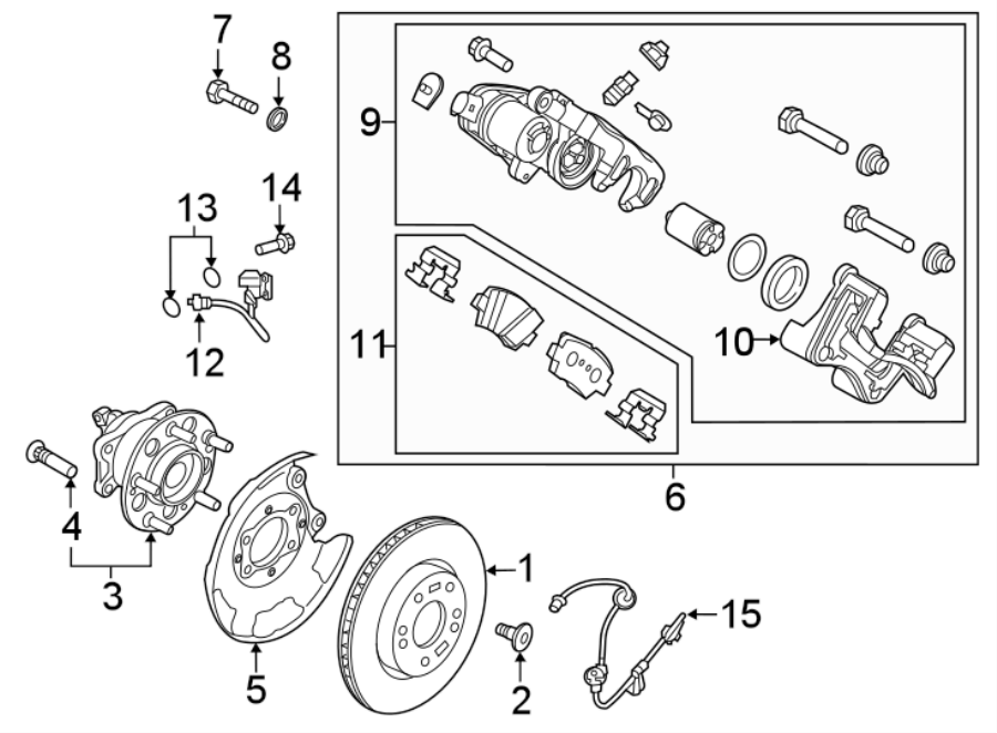 Diagram Rear suspension. Brake components. for your 2022 Hyundai Elantra  Essential Sedan 