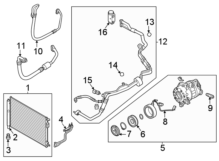 Diagram Air conditioner & heater. Compressor & lines. Condenser. for your Genesis G80  Advanced Sedan