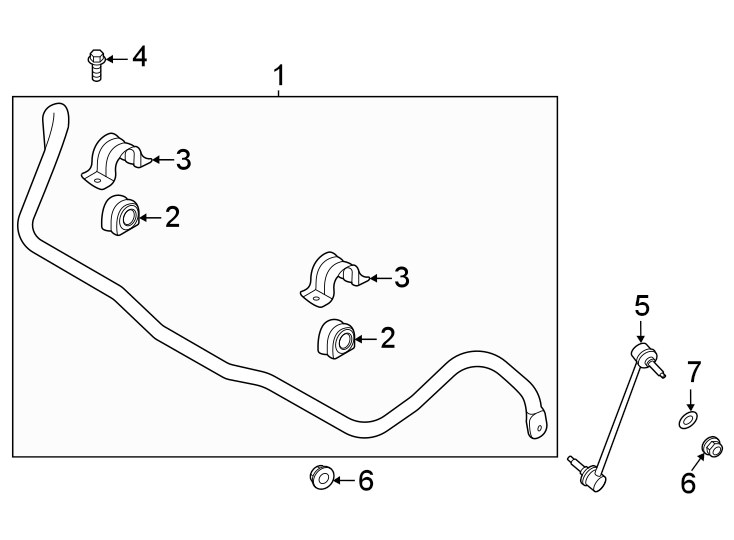Diagram Front suspension. Stabilizer bar & components. for your 2020 Genesis G80  5.0 Sedan 