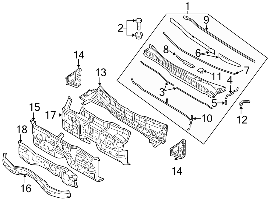 Diagram COWL. for your 2021 Hyundai Sonata   