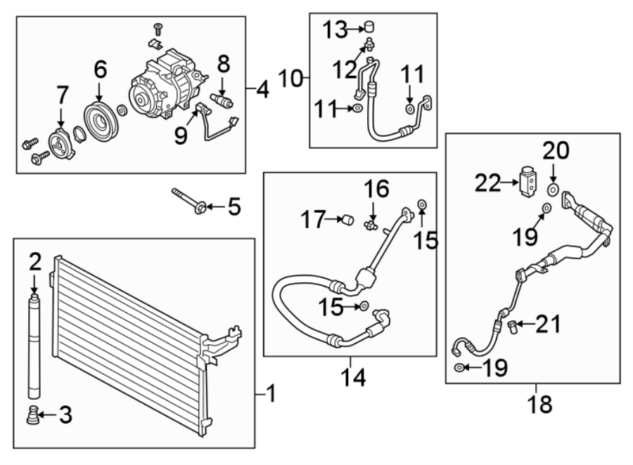 Diagram AIR CONDITIONER & HEATER. COMPRESSOR & LINES. CONDENSER. for your Genesis G80  Advanced Sedan