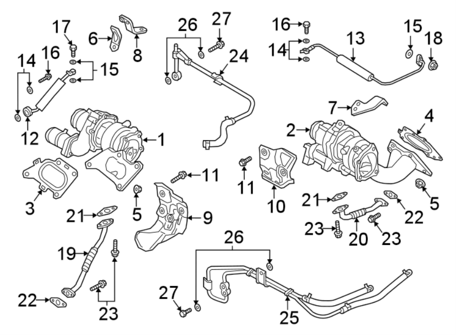 Diagram TURBOCHARGER & COMPONENTS. for your 2021 Genesis GV80   
