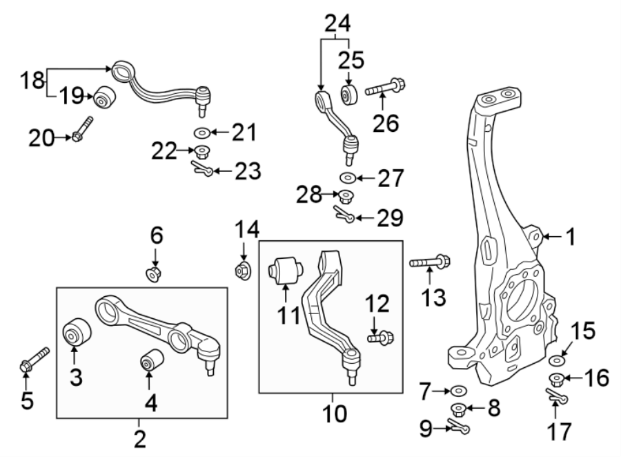 Diagram FRONT SUSPENSION. SUSPENSION COMPONENTS. for your Genesis