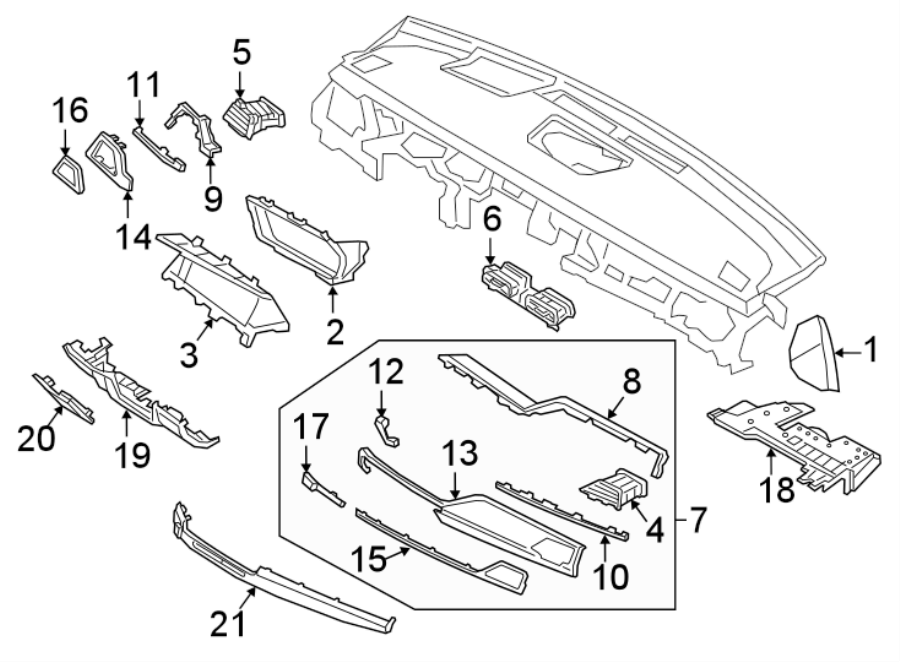 Diagram INSTRUMENT PANEL COMPONENTS. for your 2024 Genesis GV60   