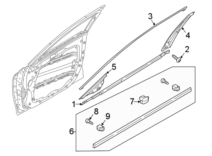 Diagram FRONT DOOR. EXTERIOR TRIM. for your 2024 Genesis GV60   