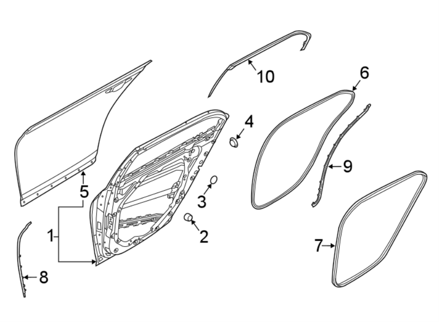 Diagram Rear door. Door & components. for your 2024 Genesis Electrified G80   
