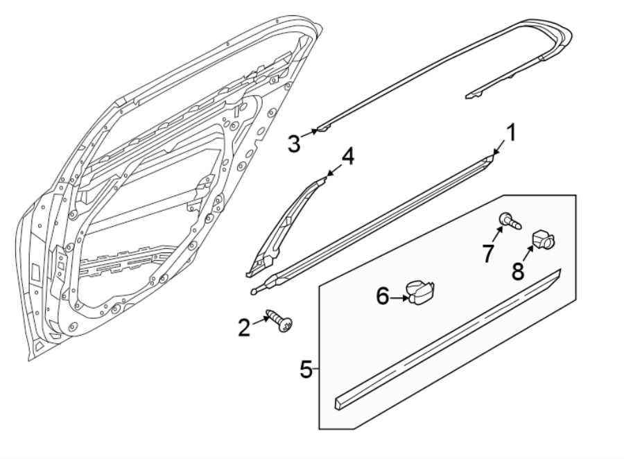 Diagram REAR DOOR. EXTERIOR TRIM. for your 2024 Genesis Electrified G80   