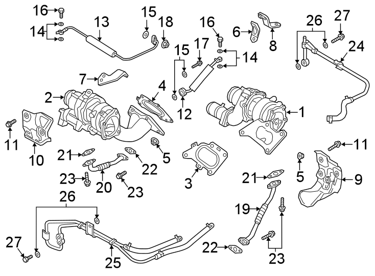 Diagram Turbocharger & components. for your 2021 Genesis GV80   