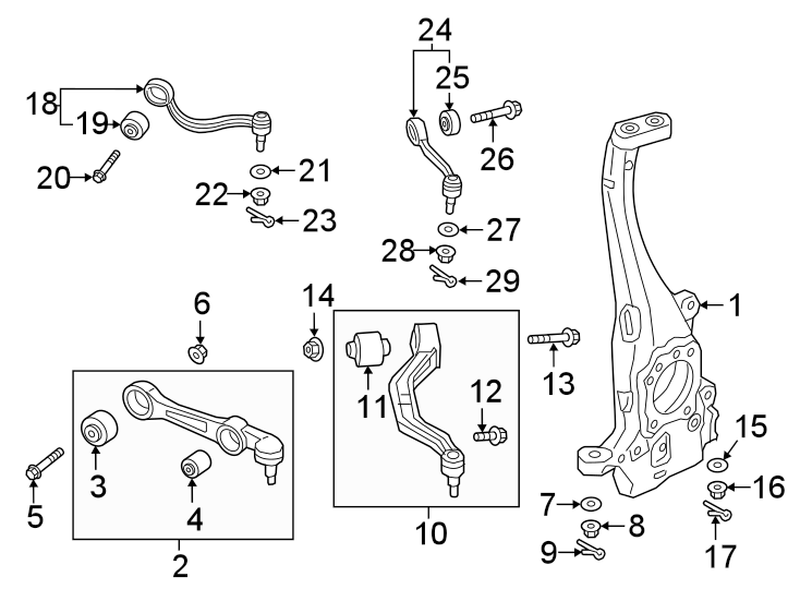Diagram Front suspension. Suspension components. for your Genesis