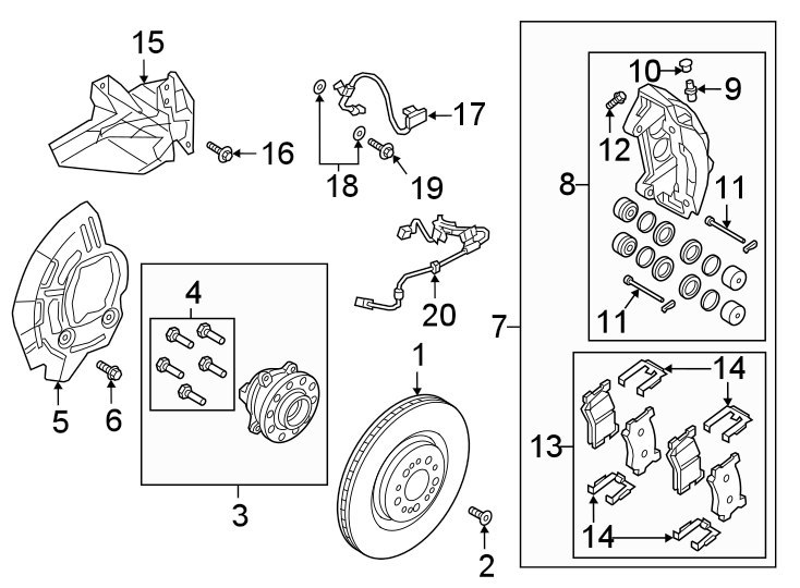 Diagram Front suspension. Brake components. for your Genesis