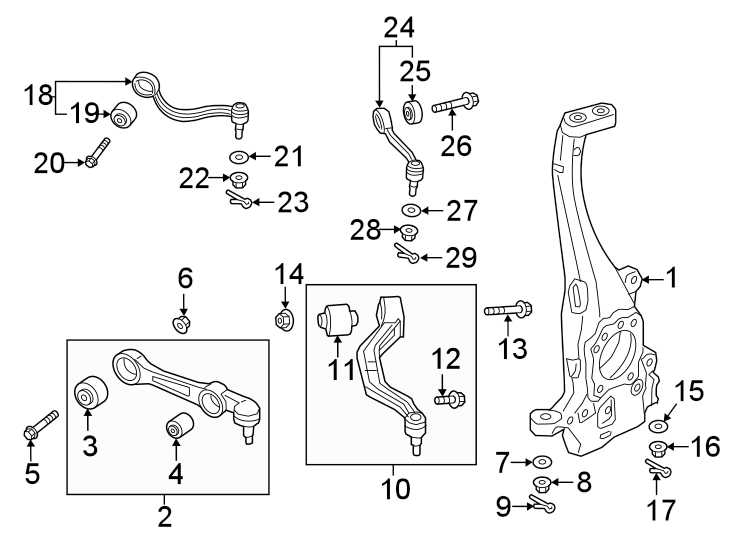 Diagram Front suspension. Suspension components. for your Genesis