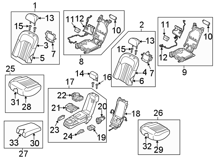 Diagram Seats & tracks. Rear seat components. for your 2023 Genesis GV80   