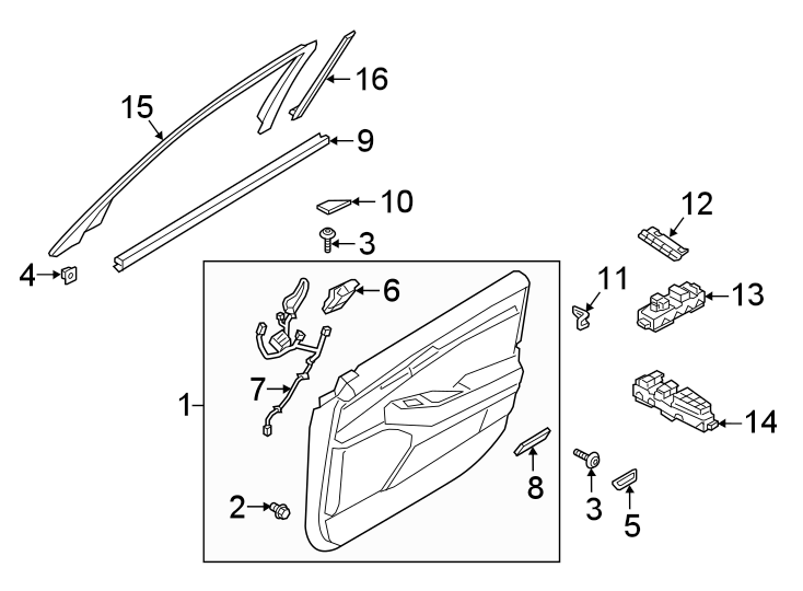 Diagram Front door. Interior trim. for your 2024 Genesis GV60   