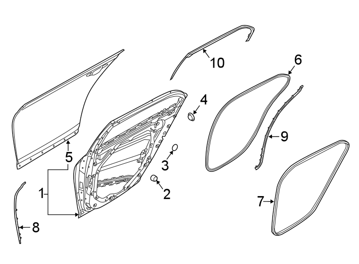 Diagram Rear door. Door & components. for your 2024 Genesis Electrified G80   